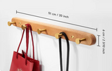 Porte-Manteaux Mural en Bois Noir – Patère Design Moderne à 5 Crochets