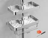 Étagère de Douche en Aluminium Sans Perçage avec Barre Porte-Serviette – Organisateur Double Niveau | Résistant à la Rouille