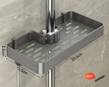Étagère de Douche en Aluminium Sans Perçage avec Barre Porte-Serviette – Organisateur Double Niveau | Résistant à la Rouille