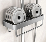 Étagère de Douche en Aluminium Sans Perçage avec Barre Porte-Serviette – Organisateur Double Niveau | Résistant à la Rouille