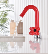 Mitigeur Lavabo à Double Poignée – Robinet Rotatif en Laiton avec Finition Chromée et Accents Rouge & Vert