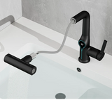 Robinet de lavabo cascade avec affichage numérique de température et bec réglable