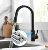Robinet de cuisine extensible argenté avec mitigeur eau chaude et froide