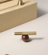 Poignée de Meuble Moderne Bois Noyer & Bronze