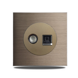 Prise Murale Aluminium Brossé Marron Multiport Élégance – Prise Schuko avec USB et RJ45 | Installation Encastrée | Connectivité Moderne