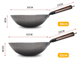 Wok en Fer Forgé 100 % Naturel – Fabrication Artisanale avec Manche en Bois