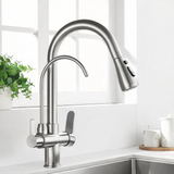 Robinet de cuisine avec filtration d’eau, bec pivotant et mitigeur chaud et froid noir