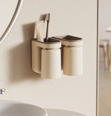 PureDock – Support Mural 2-en-1 pour Brosse à Dents et Gobelet sans Perçage