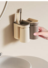 PureDock – Support Mural 2-en-1 pour Brosse à Dents et Gobelet sans Perçage