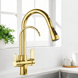 Robinet de cuisine avec filtration d’eau, bec pivotant et mitigeur chaud et froid noir