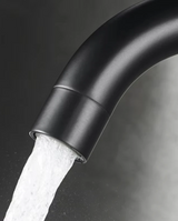 Robinet de lavabo rotatif en acier inoxydable finition nickel noir avec levier unique