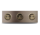 Prise Murale Aluminium Brossé Marron Multiport Élégance – Prise Schuko avec USB et RJ45 | Installation Encastrée | Connectivité Moderne