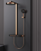 Colonne de douche thermostatique encastrée en laiton – Ensemble haut de gamme avec pomme de douche effet pluie