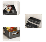 Étagère à Épices Pliable 3 Niveaux en Métal Noir