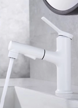 Robinet de lavabo avec bec extractible et fonction de rinçage buccal – Mitigeur eau chaude et froide