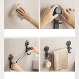 Barre Porte-Serviettes Sans Perçage 40 cm – Support Mural Noir à Ventouse, Amovible et Multifonction