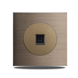 Prise Murale Aluminium Brossé Marron Multiport Élégance – Prise Schuko avec USB et RJ45 | Installation Encastrée | Connectivité Moderne