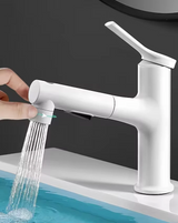 Robinet de lavabo avec bec extractible et fonction de rinçage buccal – Mitigeur eau chaude et froide