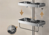 Étagère de Douche en Aluminium Sans Perçage avec Barre Porte-Serviette – Organisateur Double Niveau | Résistant à la Rouille
