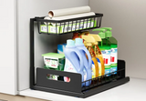 Étagère Coulissante de Rangement à 2 Niveaux – Organisateur de Cuisine pour Évier et Placards