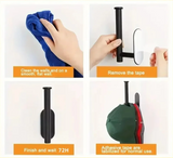 Étagère Murale Auto-Adhésive en Acier Inoxydable – Porte-Chapeaux et Casquettes Multifonction