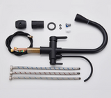 Robinet de cuisine avec filtration d’eau, bec pivotant et mitigeur chaud et froid noir