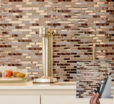 Carreaux Muraux Adhésifs 3D Effet Mosaïque Dorée