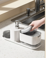 CleanMaster SoapStation 5-en-1 – Distributeur Multifonction avec Support Éponge et Torchons