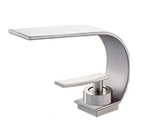 Robinet de lavabo cascade ultra-fin en laiton – Mitigeur moderne pour salle de bain avec eau chaude et froide