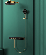 Colonne de douche thermostatique encastrée en laiton – Ensemble haut de gamme avec pomme de douche effet pluie