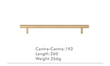 Poignée T-Bar -LineaBrass – Laiton Massif, Extra Longue et Design Moderne