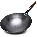 Wok en Fer Forgé 100 % Naturel – Fabrication Artisanale avec Manche en Bois