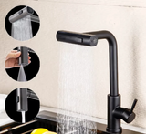 Robinet de cuisine design avec douchette extractible et bec cascade pivotant