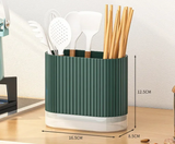 KitchenFlow – Porte-Ustensiles Multifonction avec Égouttoir et Fixation Murale Sans Perçage