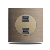 Prise Murale Aluminium Brossé Marron Multiport Élégance – Prise Schuko avec USB et RJ45 | Installation Encastrée | Connectivité Moderne