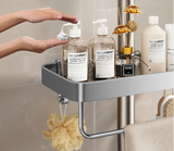 Étagère de Douche en Aluminium Sans Perçage avec Barre Porte-Serviette – Organisateur Double Niveau | Résistant à la Rouille