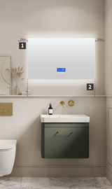 ClarityPro Miroir LED Rectangulaire 60 x 80 cm – Anti-Buée, Affichage de Température et 3 Modes de Lumière