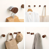 Crochets Muraux en Noyer – Hangers Artisanaux pour Vestes, Chapeaux et Décoration (Lot de 1 à 6 pièces)