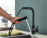 AquaFlow Noir Mitigeur de Cuisine Extractible – Rotation 360° – 2 Modes de Jet – Acier Inoxydable Noir Mat