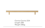 Poignée T-Bar -LineaBrass – Laiton Massif, Extra Longue et Design Moderne