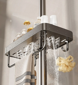 Étagère de Douche en Aluminium Sans Perçage avec Barre Porte-Serviette – Organisateur Double Niveau | Résistant à la Rouille