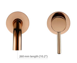 Robinet mural pour lavabo en laiton finition or rosé avec double commande