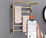 Sèche-Serviettes Électrique -ThermaLux – Doré Brossé, Design Moderne et Contrôle Intelligent WiFi