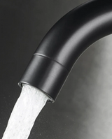 Robinet de lavabo rotatif en acier inoxydable finition nickel noir avec levier unique
