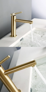 AuroraWall Prestige – Robinet Mural Encastré pour Vasque en Laiton Doré Brossé