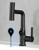 Robinet de lavabo cascade avec affichage numérique de température et bec réglable
