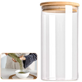 Ensemble de Bocaux Alimentaires en Verre avec Couvercles en Bois – Conservation Hermétique | Rangement Cuisine Moderne