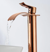 Robinet de Lavabo Cascade Or Rose – Mitigeur Monocommande Design en Laiton
