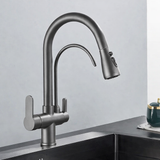 Robinet de cuisine avec filtration d’eau, bec pivotant et mitigeur chaud et froid noir