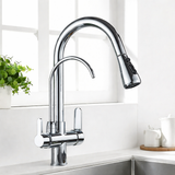 Robinet de cuisine avec filtration d’eau, bec pivotant et mitigeur chaud et froid noir